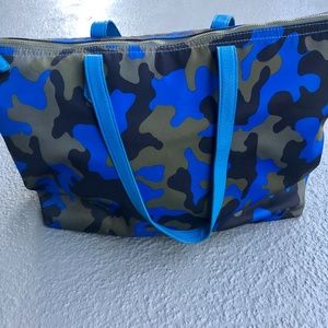 AHDORNED Nylon Blue Camo Tote w/ Blue Handles